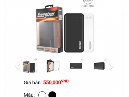 Sạc dự phòng Energizer UE10022 - 10.000mAh new 100% fullbox - End 22h59p - 25.12.2019