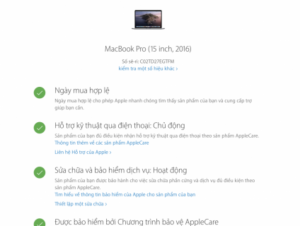 Macbook Pro Space Grey 15" 2016 touch bar i7 R16 SSD512 BH APPL 4/2020