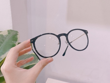 Gọng kính cận tròn kim loại thời trang
