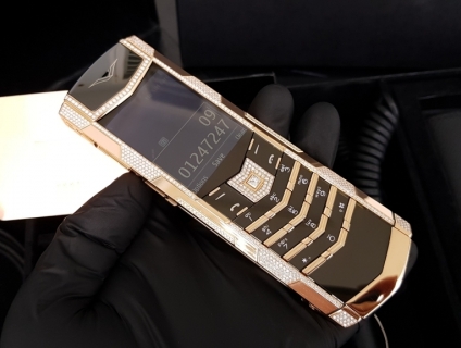 Vertu Signature S Full Gold Diamond Zigzag Gốm Loa