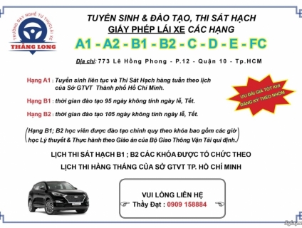 Tuyển sinh&đào tạo ,thi sát hạch giấy phép lái xe các hạng A1-A2-B1-B2
