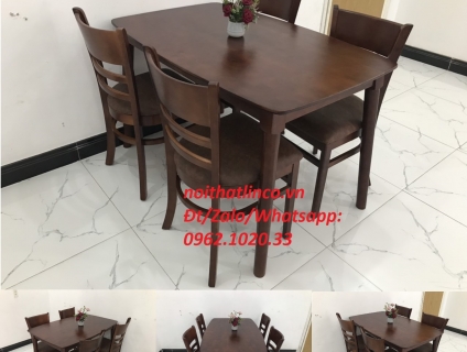 Bộ bàn ăn cabin gỗ tư nhiên dài 1m2 kèm 4 ghế Nội thất Linco Sài Gòn