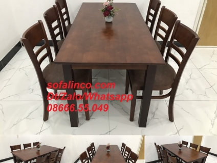 Bộ bàn ăn cabin 6 ghế màu nâu cánh gián cafe giá rẻ Nội thất Phú Yên