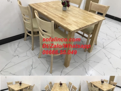 Bộ bàn ghế ăn Cabin 4 ghế gỗ cao su tự nhiên rẻ Nội thất Quảng Ngãi
