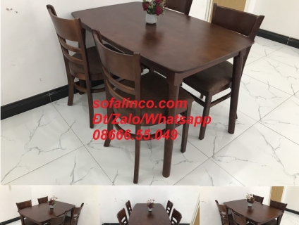 Bộ bàn ăn cabin 4 ghế màu nâu cánh gián cafe giá rẻ Nội thất Đắk Nông