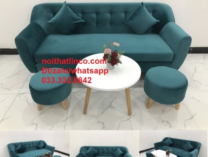 Bộ ghế sofa băng văng dài vải nhung đẹp sang trọng Tphcm