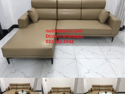Bộ ghế sofa góc L đẹp GT4 simili giả da cao cấp HCM