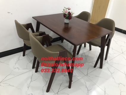 Bộ bàn ăn ghế chữ A bọc nệm nâu đẹp HCM Sài Gòn SG