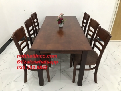 Bộ bàn ăn cabin 6 ghế cafe nâu đậm giá rẻ Tphcm SG
