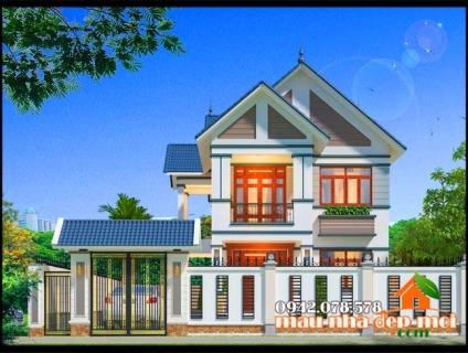 Mẫu thiết kế biệt thự 2 tầng mái thái hiện đại 8x17m có 3 phòng ngủ kh