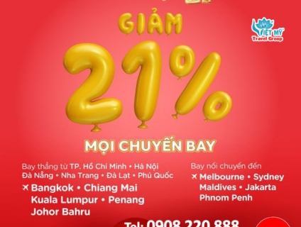 AirAsia mừng sinh nhật giảm ngay 21% giá vé