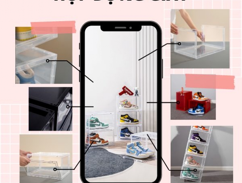 Hộp đựng giày sneaker trong suốt giá rẻ - Double TN
