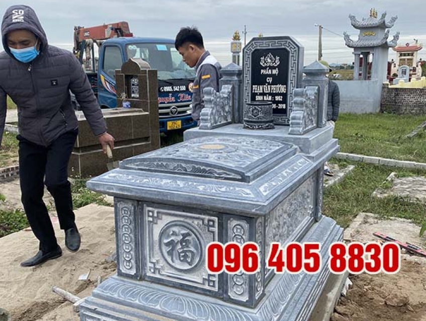 Mộ đá tam sơn đơn giản đẹp lắp tại Lương Tài – Bắc Ninh