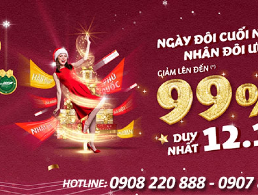 Vietjet Air giảm đến 99% nhân ngày đôi 12/12