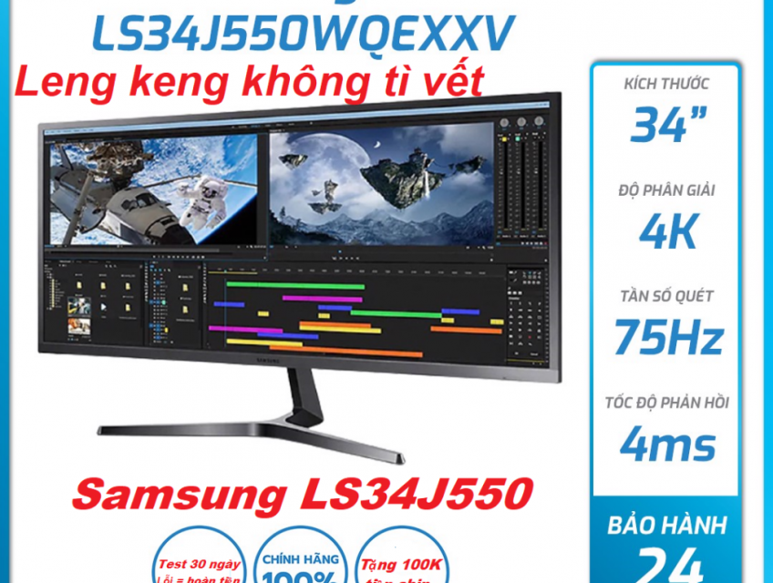 MÀN SAMSUNG 34'' 34 3440x1440 WQHD 4K 2K PHẲNG MỚI
