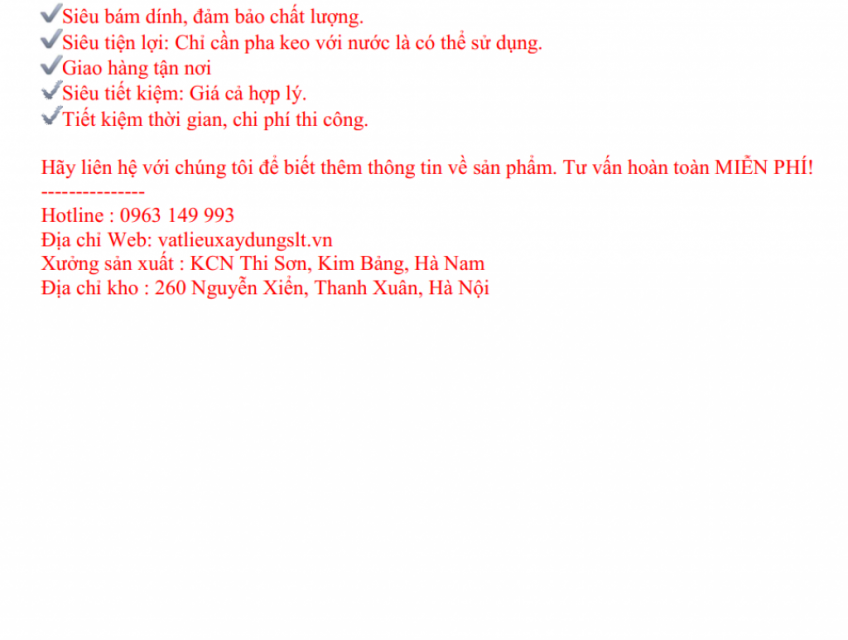 KEO DÁN GẠCH – KEO CHÍT MẠCH – KEO CHÀ RONG SUPER BUILDE