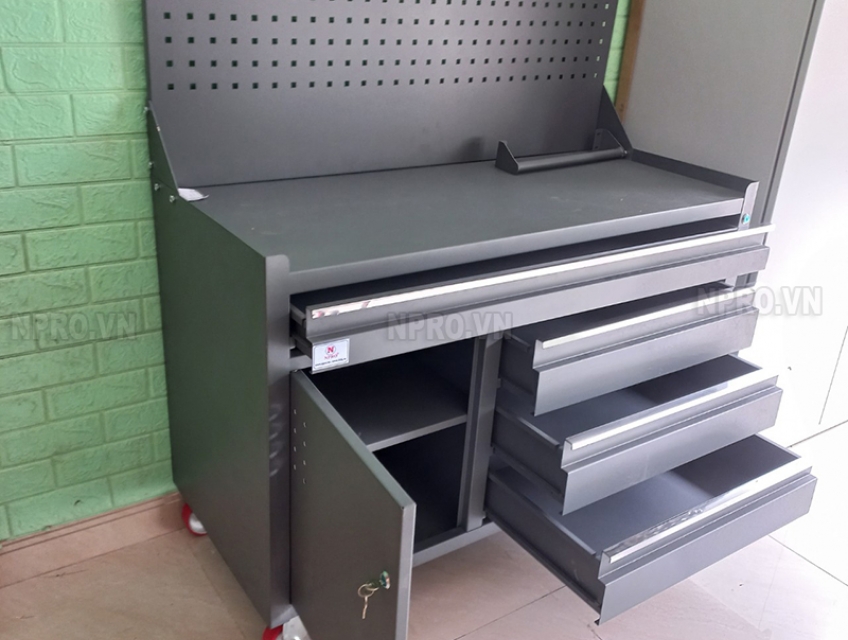 Tủ đồ nghề cơ khí 6 ngăn - Tủ gồm ngăn kéo, mở cánh, giá treo