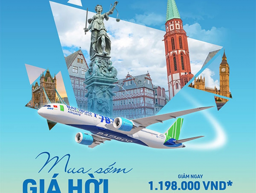 Bamboo Airways khuyến mãi vé máy bay đi Châu Âu
