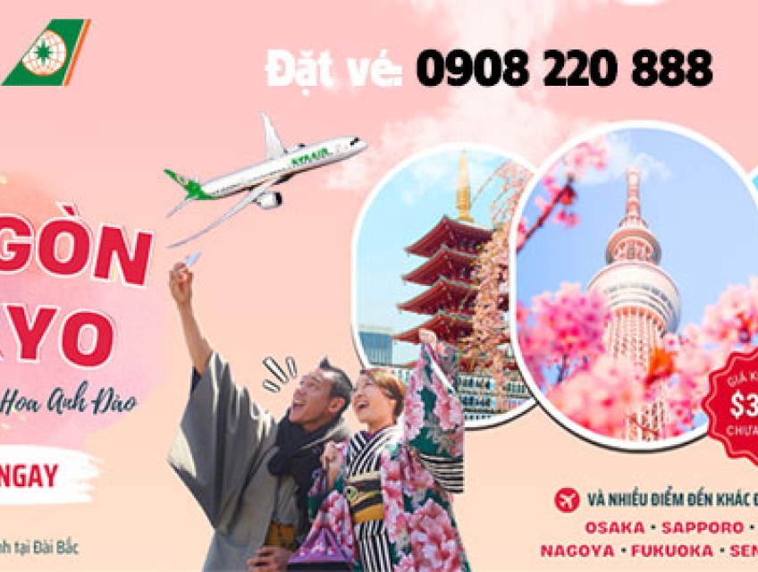 EVA Air ưu đãi vé máy bay Sài Gòn – Tokyo