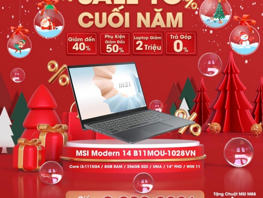 Bến Cát trả góp Laptop MSI core I3 chỉ cần 1 triệu