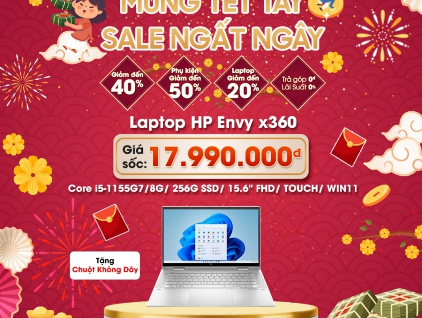 Bến Cát trả góp laptop HP Envy cảm ứng chỉ 17,990,000đ