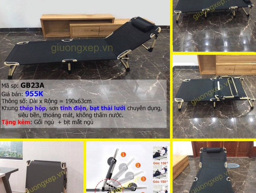 Giường gấp văn phòng GB23A- kèm gối, bịt mắt, freeship