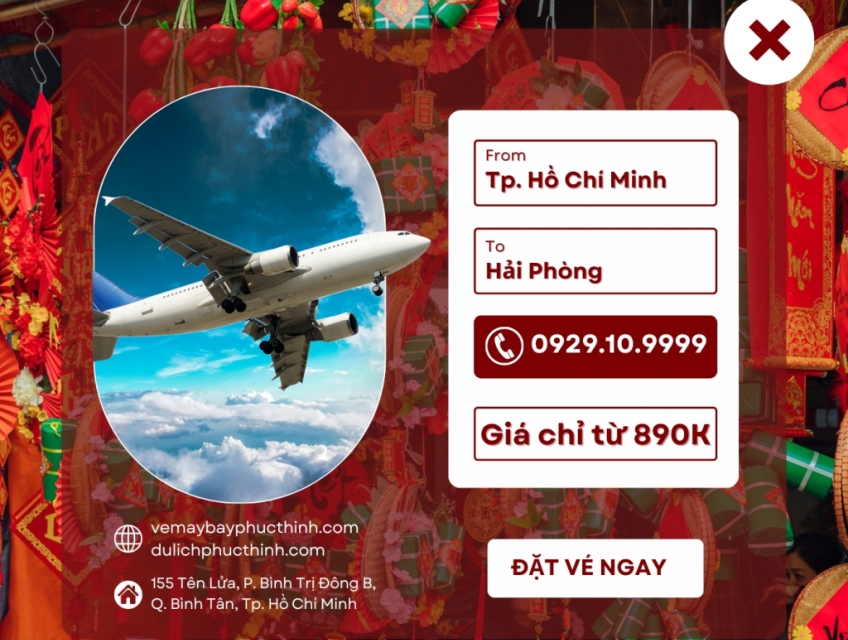 Vé máy bay tết 2025 - HCM đi Hải Phòng chỉ từ 890k