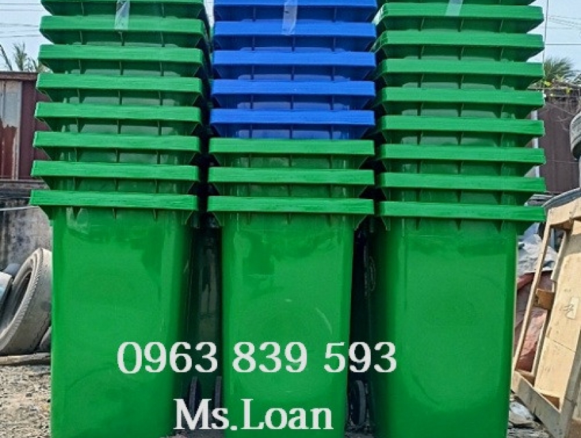 Xe gom rác 240L màu xanh-thùng rác công cộng 240L giá tốt 0963 839 593