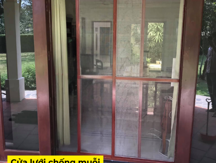 Thi Công Cửa Lùa Chống Côn Trùng,Mèo Chuột 2 Cánh Lưới Inox304 Giá Rẻ