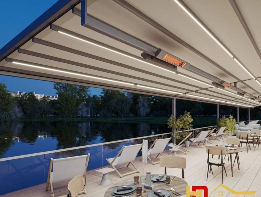 Mái che khung nhôm tự động thiết kế đẹp và thông minh phù hợp xu hướng