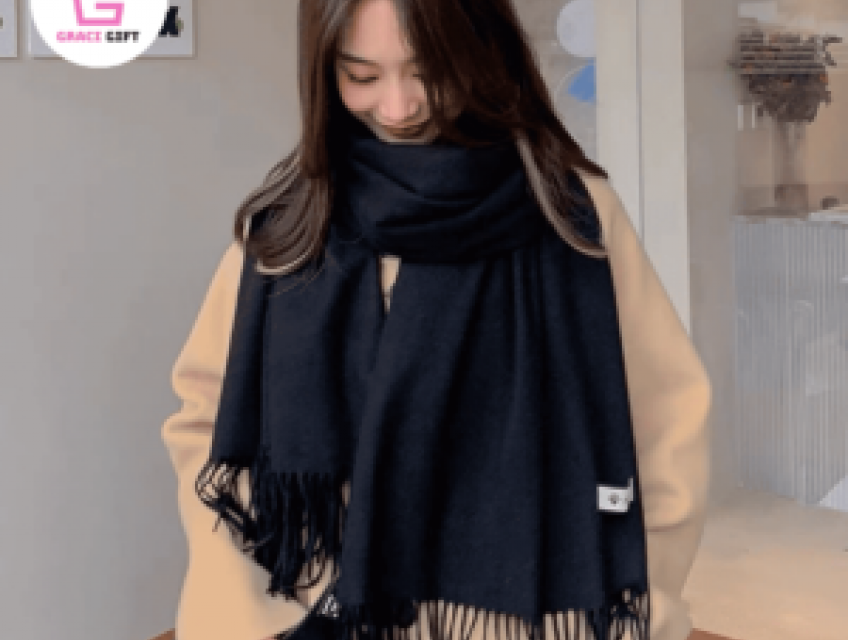 Khăn Len Choàng Cổ Lớn Lông Cừu Siêu Ấm Áp