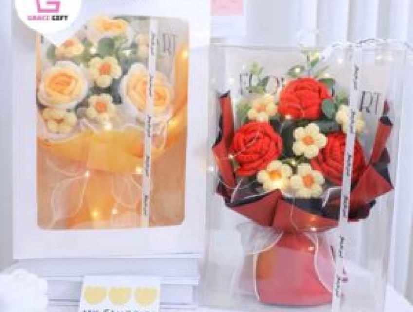 Bó hoa hồng bằng len Handmade quà tặng Kỉ yếu, Sinh nhật