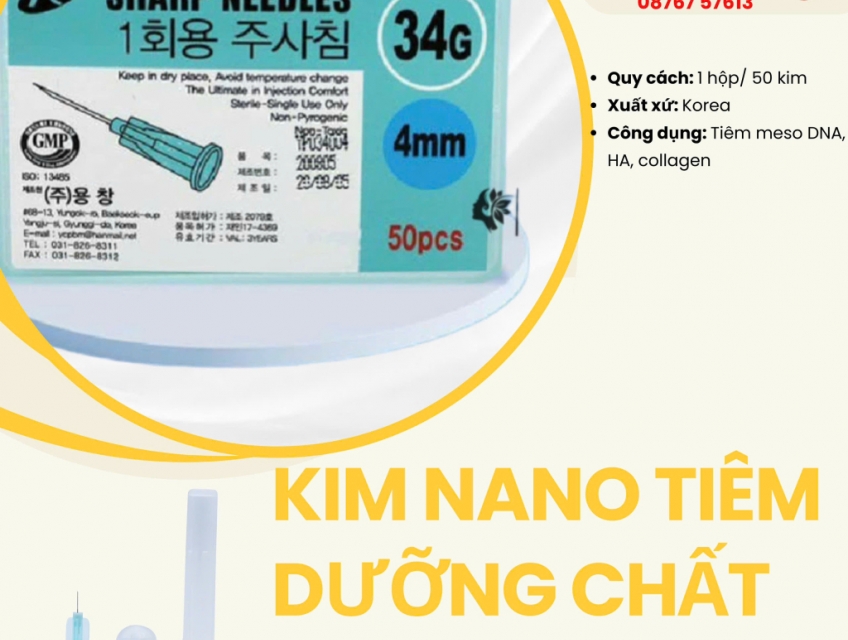 Kim Nano 34G x 4mm Tiêm Mesotherapy - Hotline/ zalo: 08228 16686