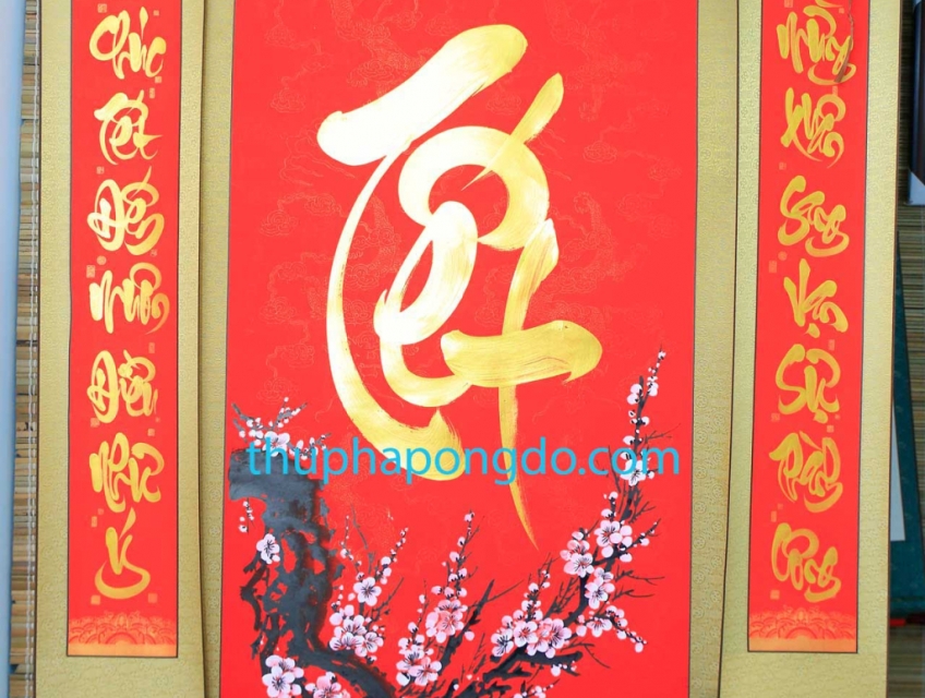 Tự trang trí tiểu cảnh với bộ câu đối thư pháp