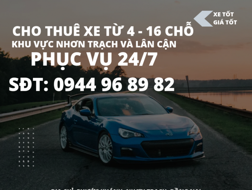 Chuyên cho thuê xe từ 4 - 16 chỗ Xe tốt, giá tốt Phục vụ: 24/7 SĐT: 09
