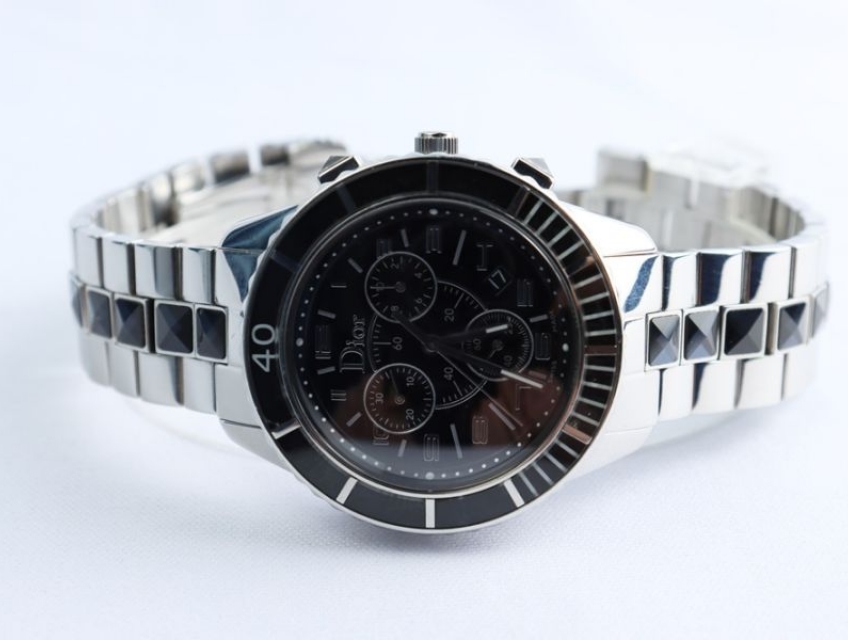 Đồng Hồ Nam Christian Dior 6 Kim Chronograph / Dây Đính Đá Sapphire