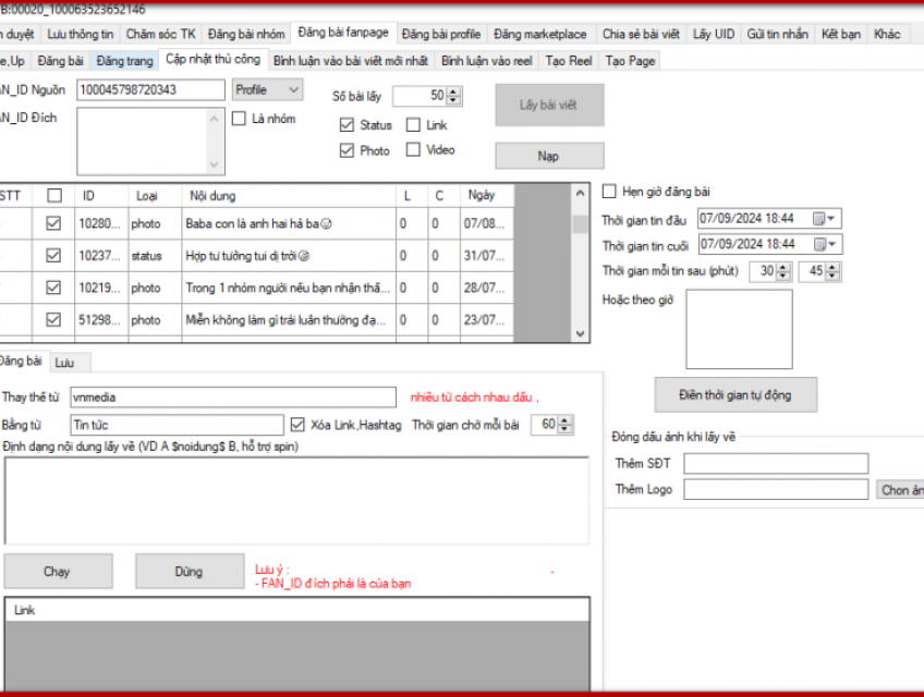 Phần mềm V-shorts Tự động đăng bài nhóm và Fanpage 0961006186
