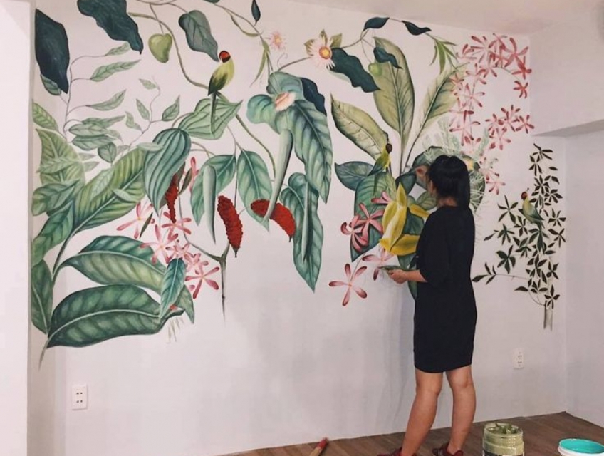 Tranh vẽ tường phòng khách