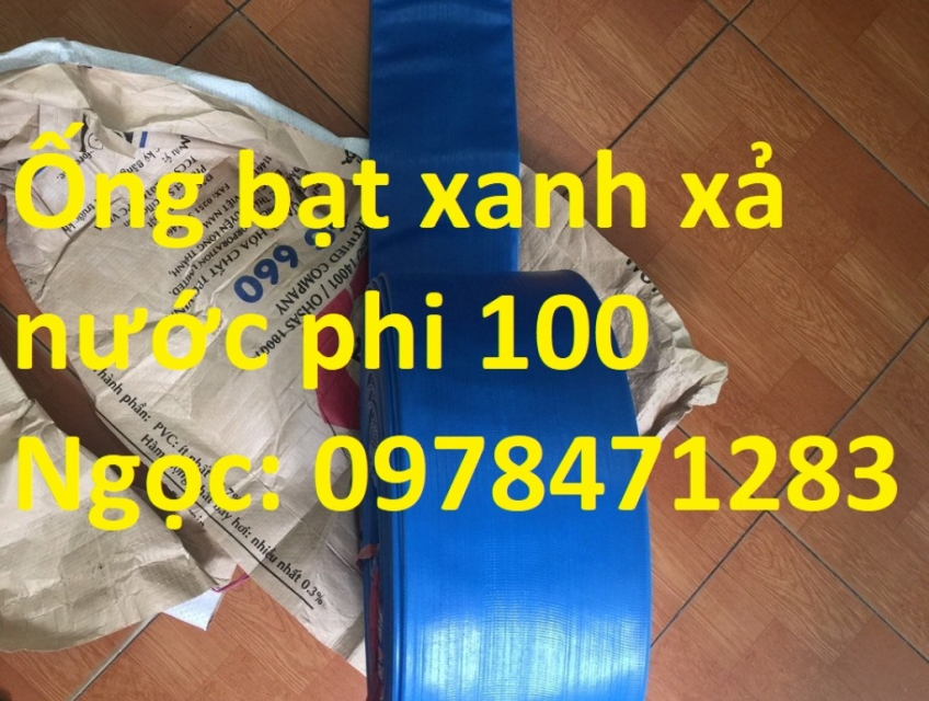 Ống nước cốt vải phủ nhựa Phi 80 – Ống bạt xanh xả nước phi 80mm.