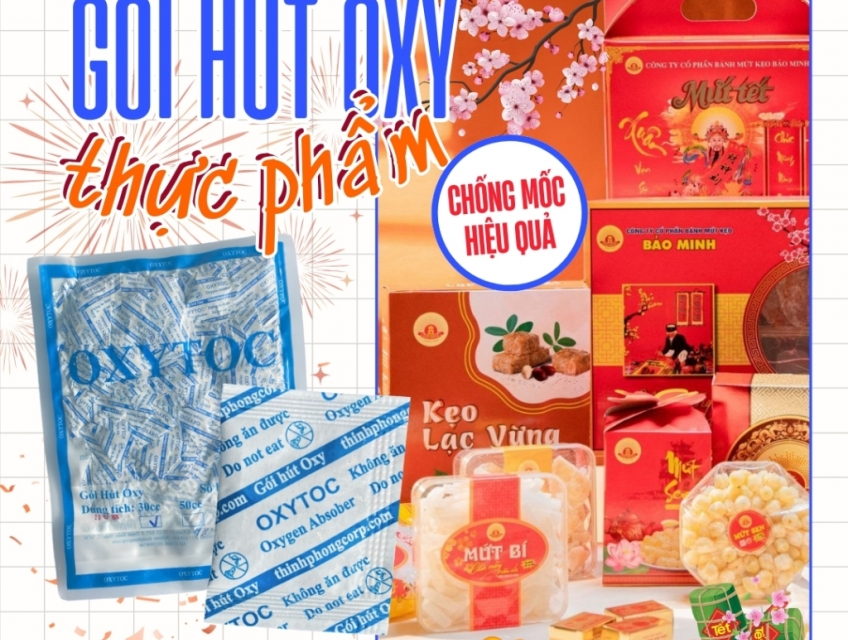 Gói hút Oxygen bảo quản bánh mứt tết hạn chế ẩm mốc