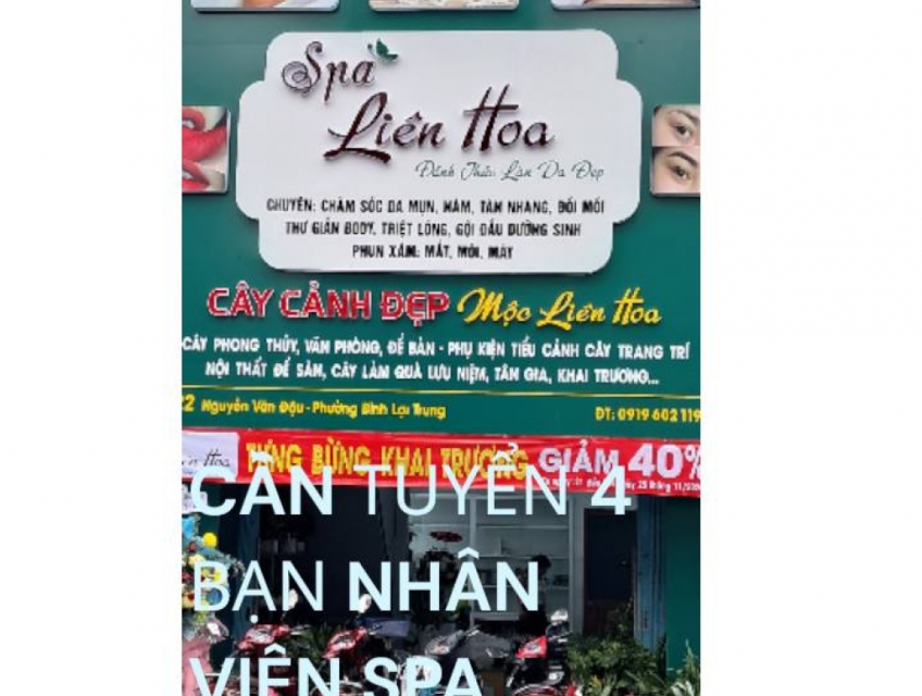 cần tuyển 4 bạn nhân viên spa chăm sóc da