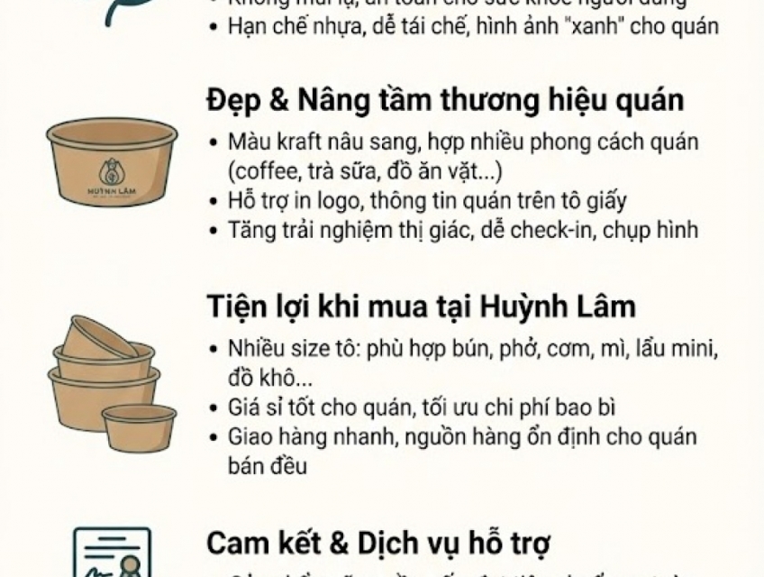Tô giấy kraft đựng thực phẩm, thức ăn mang đi (sạch, xanh, đẹp)