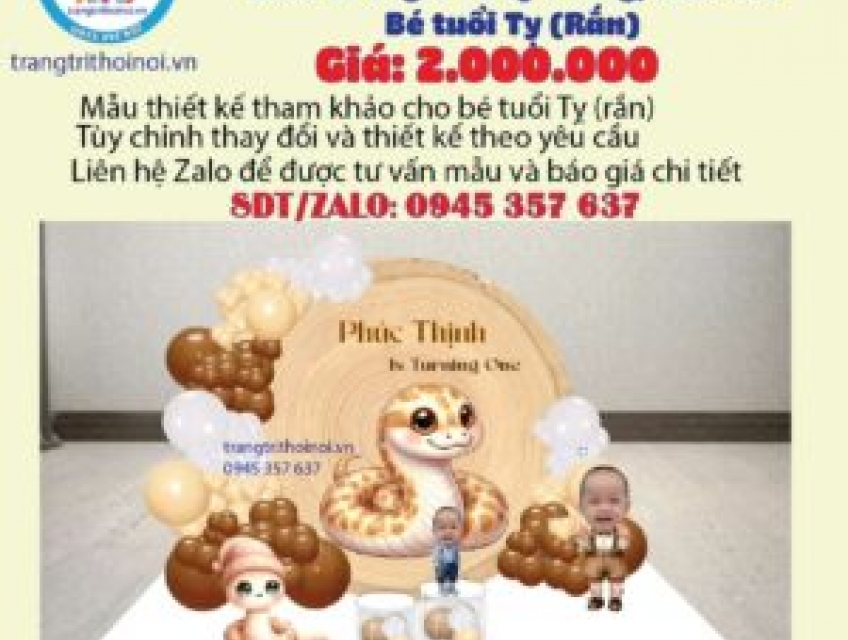 Mẫu trang trí thôi nôi bé tuổi rắn-tuổi tỵ