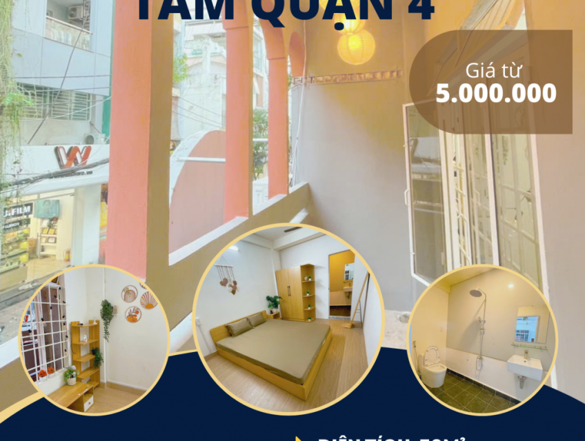 CHÍNH CHỦ CHO THUÊ PHÒNG TRUNG TÂM QUẬN 4 – SÁT Q1 (5 PHÚT)